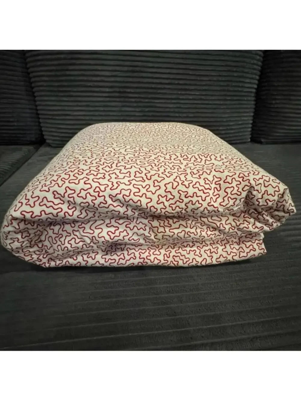 IKEA Alvine Korall Duvet Cover Red Wht Vintage Scandi Squiggle Print 18473